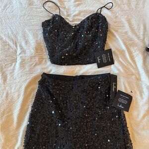 Sparkling Image Black Sequin Two-Piece Jumpsuit
